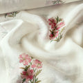 Hand Block Printed Linen Fabric Fabric Off-White & Pink Linen Fabric
