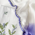 Hand Block Printed Linen Suit Set Unstitched Suit Pure White & Lilac Linen Suit Set