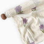 Hand Block Printed Mul Chanderi Crush Fabric Fabric Off-White & Lilac Mul Chanderi Crush Fabric