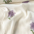 Hand Block Printed Mul Chanderi Crush Fabric Fabric Off-White & Lilac Mul Chanderi Crush Fabric
