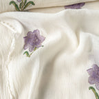 Hand Block Printed Mul Chanderi Crush Fabric Fabric Off-White & Lilac Mul Chanderi Crush Fabric