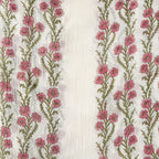 Hand Block Printed Mul Chanderi Crush Fabric Fabric Off-White & Soft Pink Mul Chanderi Crush Fabric