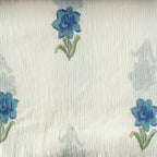 Hand Block Printed Mul Chanderi Fabric Fabric Off-White & Indigo Mul Chanderi Crush Fabric