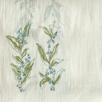Hand Block Printed Mul Chanderi Fabric Fabric Off-White & Light Green Mul Chanderi Crush Fabric