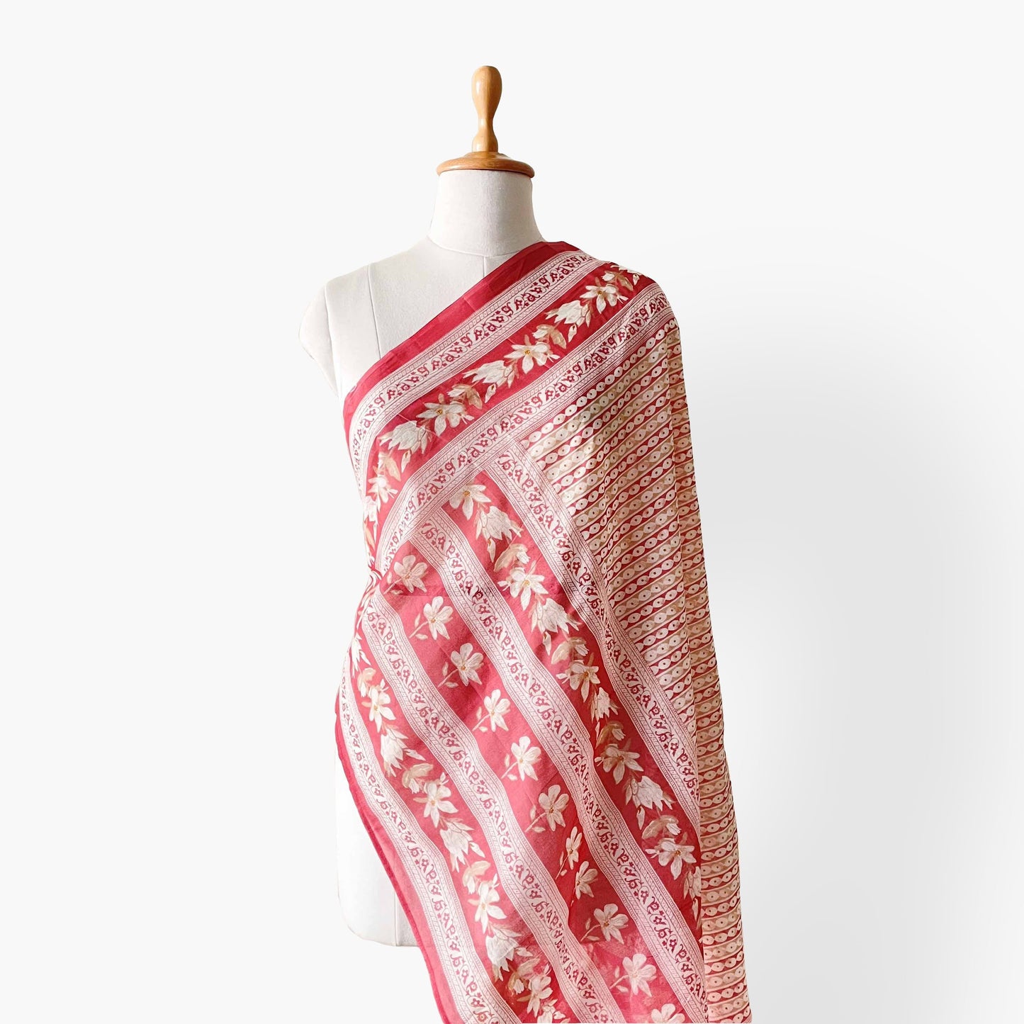 Hand Block Printed Pure Cotton Dupatta Dupatta Brick Red & Beige Abstract Floral Hand Block Printed Pure Cotton Dupatta (Width 40 Inches)