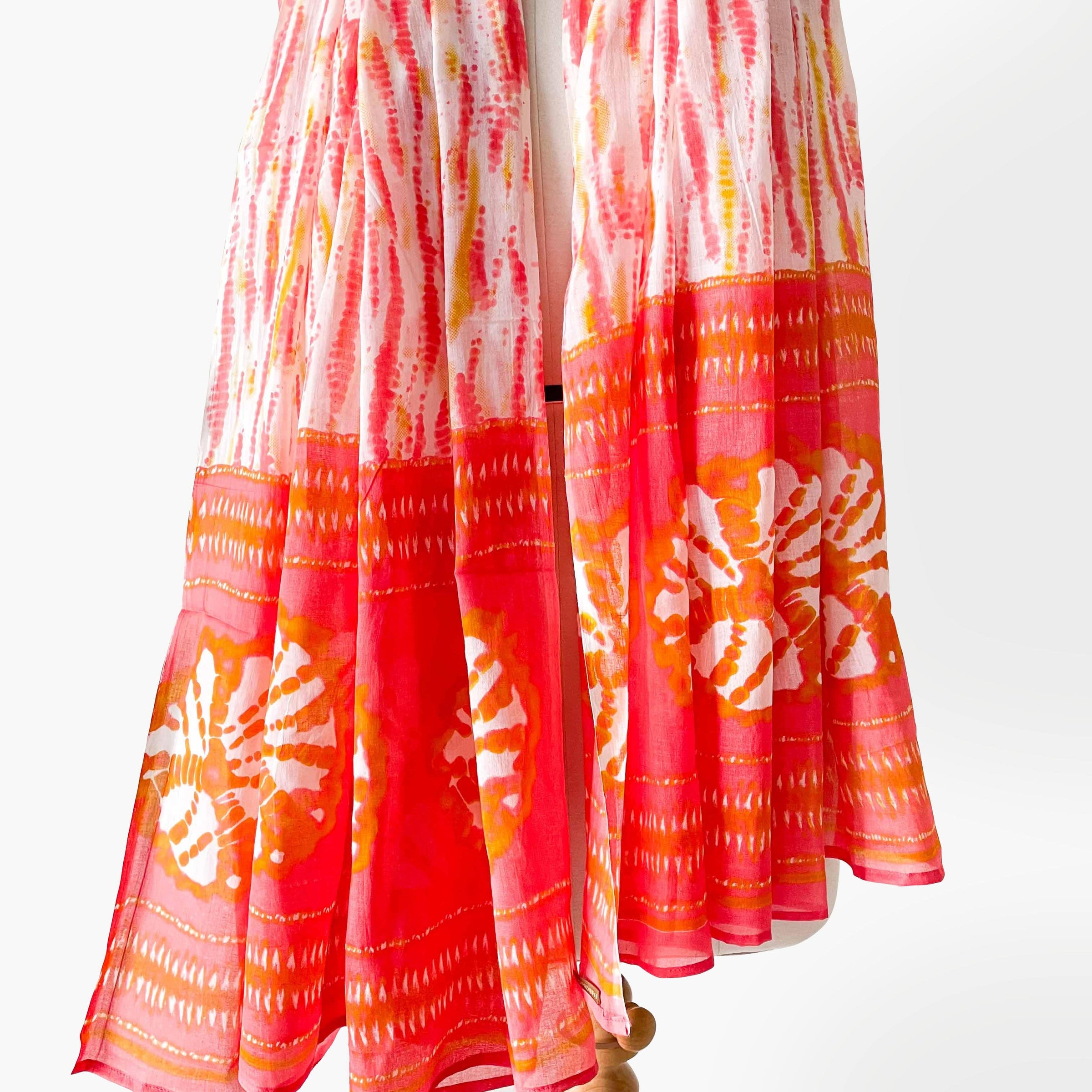 Hand Block Printed Pure Cotton Dupatta Dupatta Bright Orange & Yellow Abstract Pattern Hand Block Printed Pure Cotton Dupatta (Width 40 Inches)