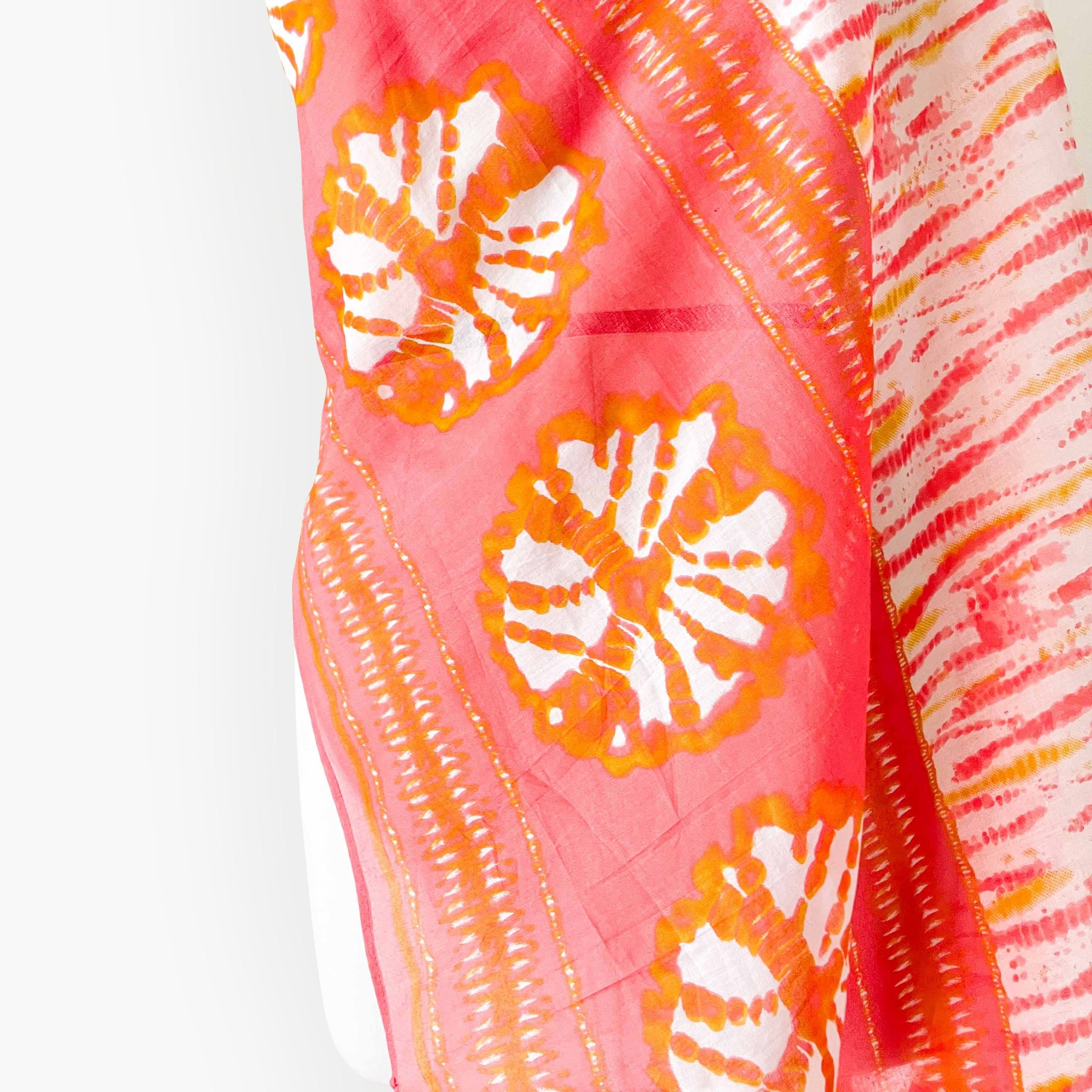 Hand Block Printed Pure Cotton Dupatta Dupatta Bright Orange & Yellow Abstract Pattern Hand Block Printed Pure Cotton Dupatta (Width 40 Inches)