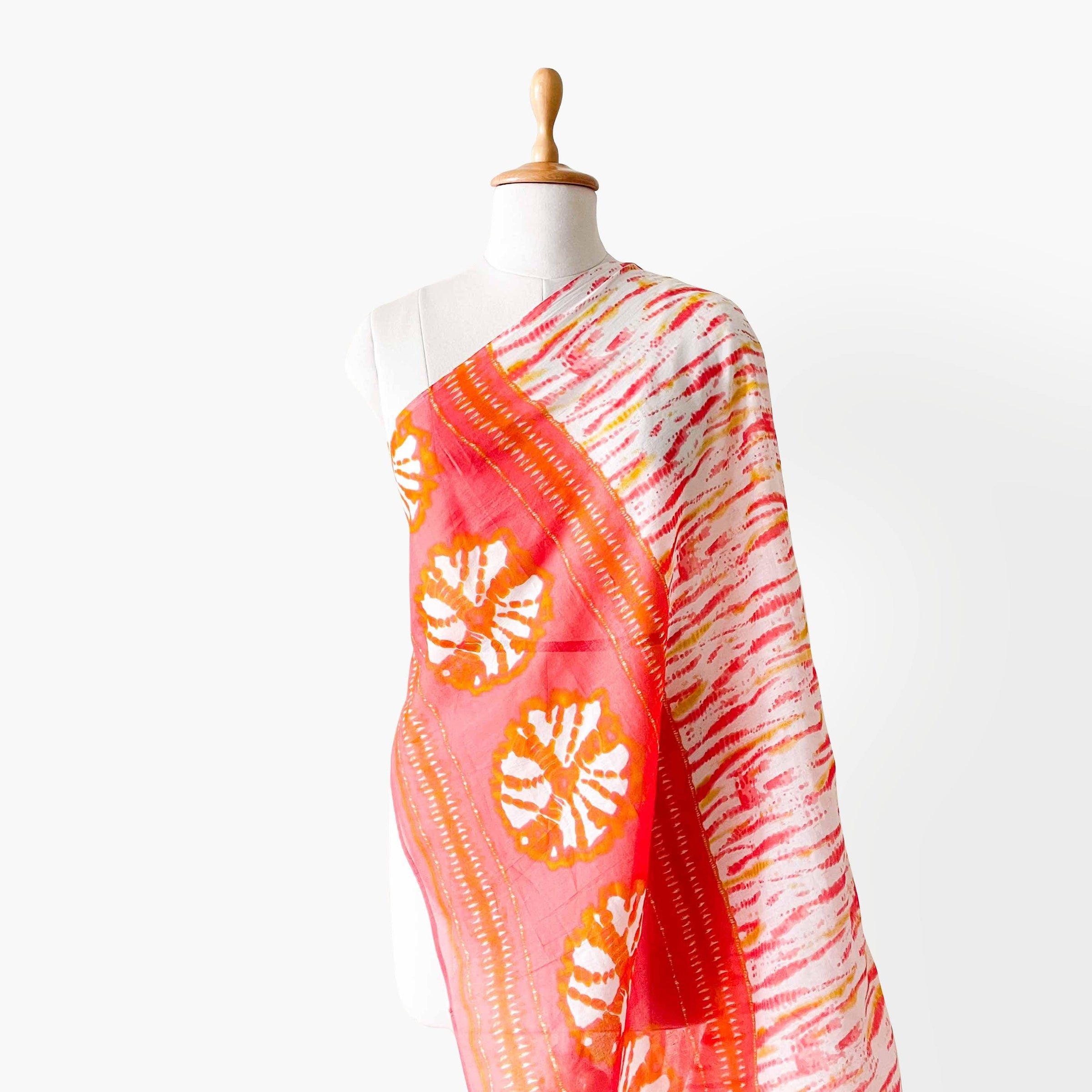 Hand Block Printed Pure Cotton Dupatta Dupatta Bright Orange & Yellow Abstract Pattern Hand Block Printed Pure Cotton Dupatta (Width 40 Inches)