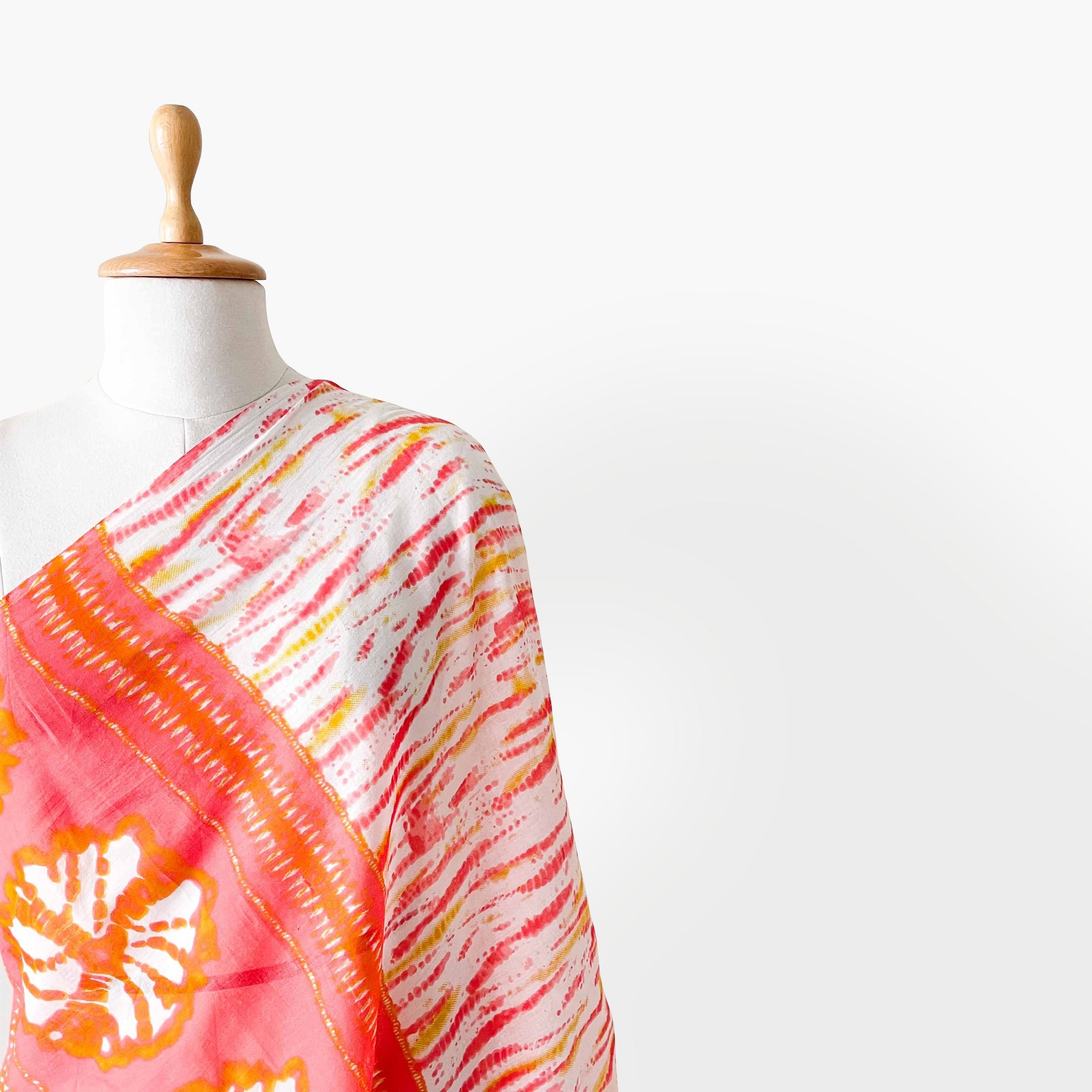 Hand Block Printed Pure Cotton Dupatta Dupatta Bright Orange & Yellow Abstract Pattern Hand Block Printed Pure Cotton Dupatta (Width 40 Inches)