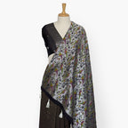 Heirlooms of Silk Saree Saree Black & Silver Heirlooms of Silk Blooming Wines Woven Satin Saree With Unstitched Blouse Piece