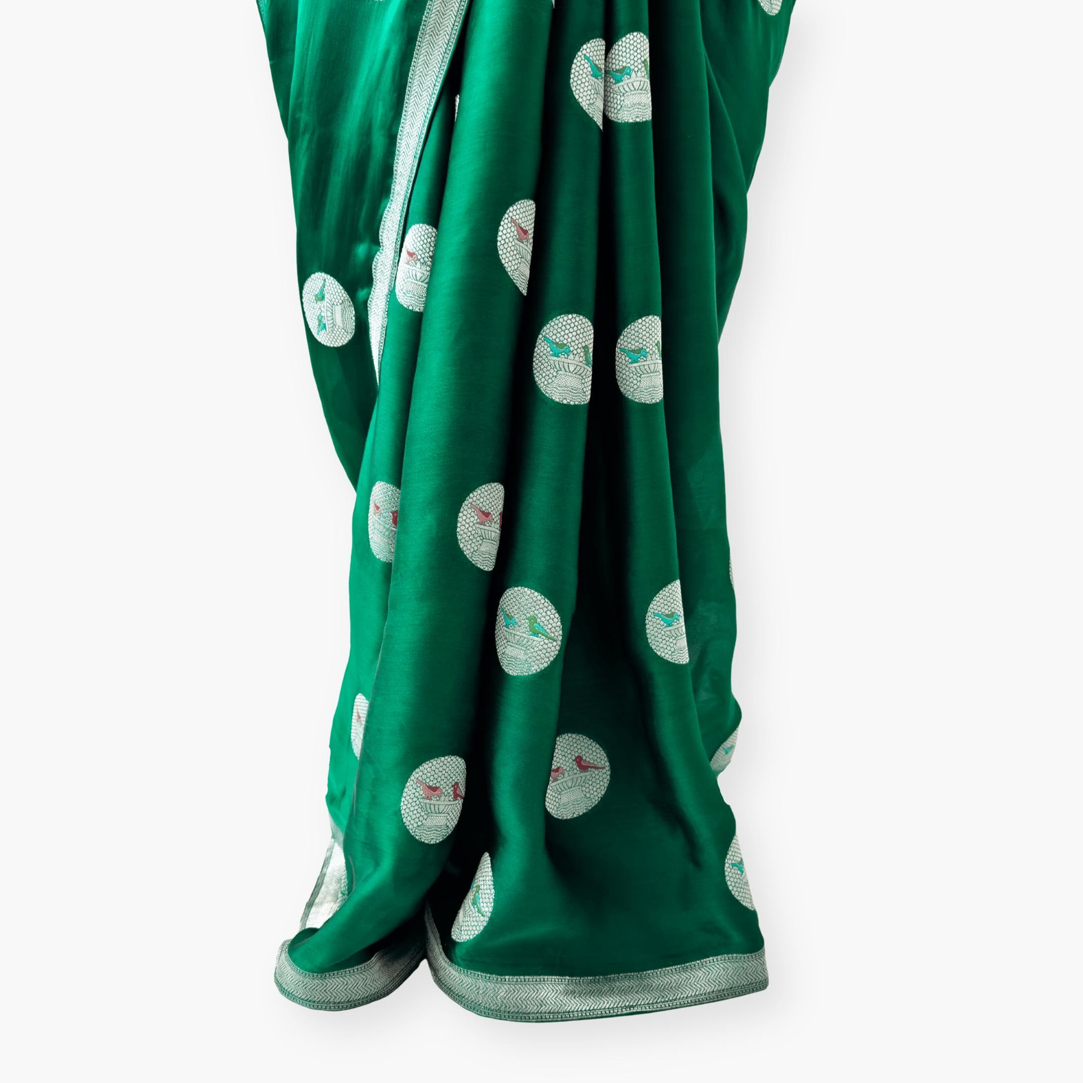 Heirlooms of Silk Saree Saree Bottle Green Satin Saree