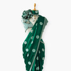 Heirlooms of Silk Saree Saree Bottle Green Satin Saree