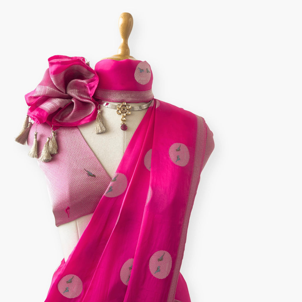 Heirlooms of Silk Saree Saree Bright Rani Satin Saree