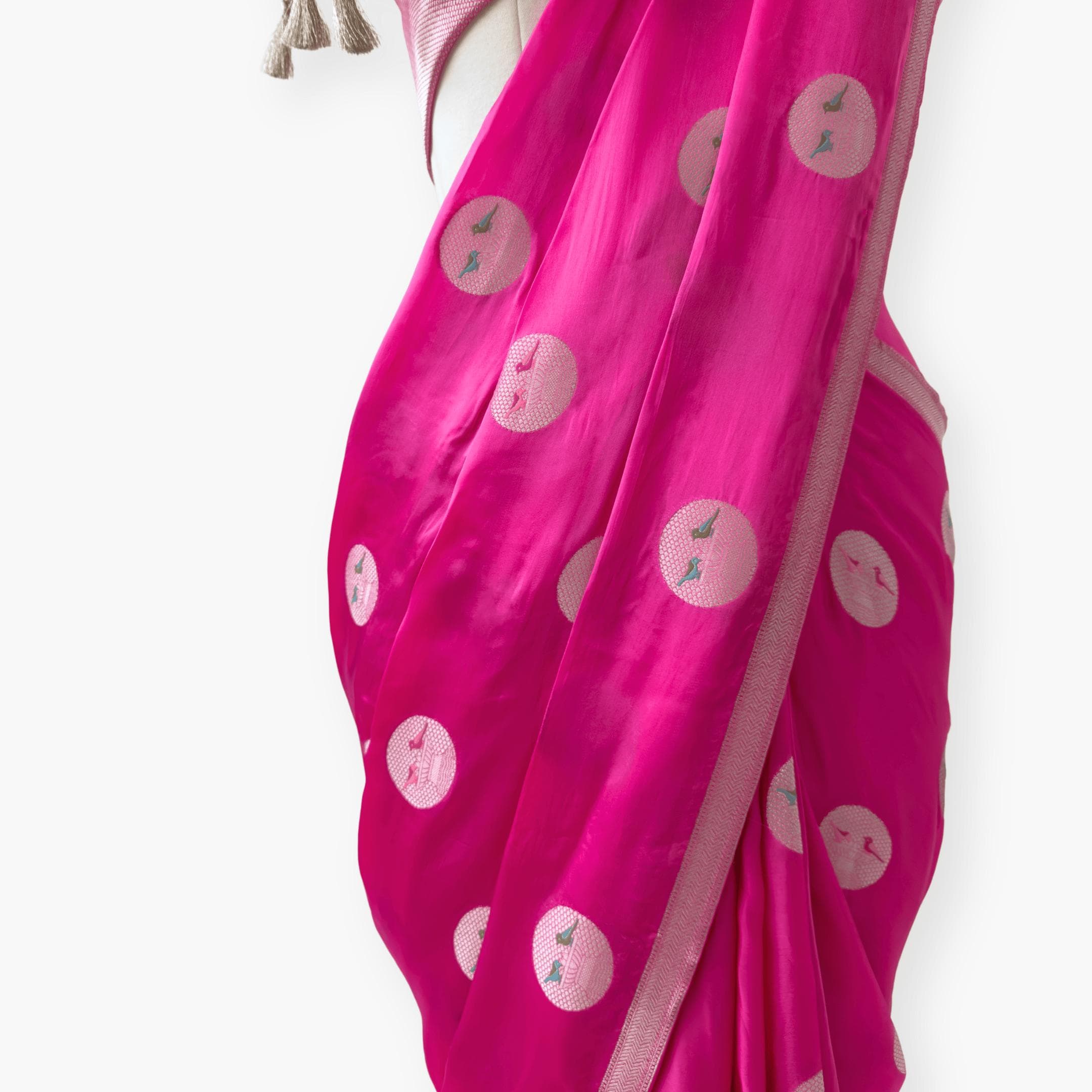 Heirlooms of Silk Saree Saree Bright Rani Satin Saree