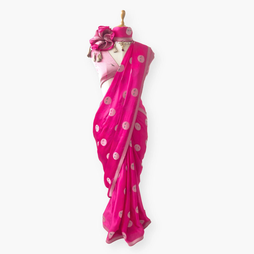 Heirlooms of Silk Saree Saree Bright Rani Satin Saree