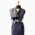 Heirlooms of Silk Saree Saree Dark Blue & Silver Satin Saree