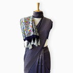 Heirlooms of Silk Saree Saree Dark Blue & Silver Satin Saree