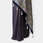 Heirlooms of Silk Saree Saree Dark Blue & Silver Satin Saree