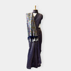 Heirlooms of Silk Saree Saree Dark Blue & Silver Satin Saree