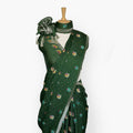 Heirlooms of Silk Saree Saree Deep Green Heirlooms of Silk Garden Whispers Woven Satin Saree With Unstitched Blouse Piece