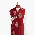 Heirlooms of Silk Saree Saree Deep Red Heirlooms of Silk Blooming Bird Woven Satin Saree With Unstitched Blouse Piece
