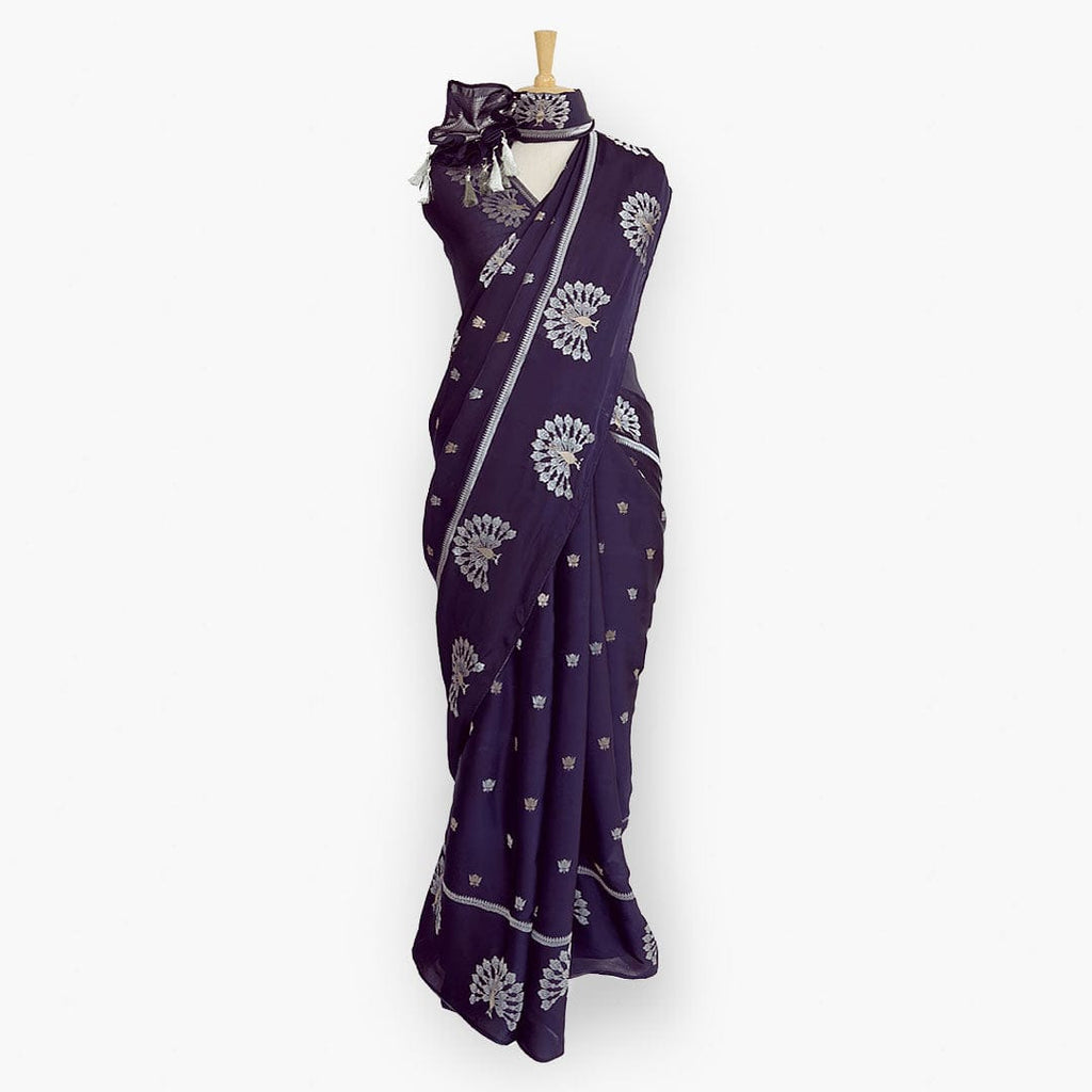 Heirlooms of Silk Saree Saree Jamuni Color Heirlooms of Silk Shahi Peacock Woven Satin Saree With Unstitched Blouse Piece