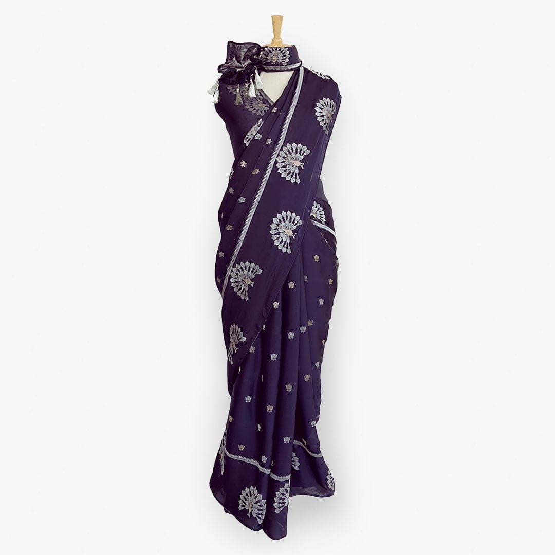 Heirlooms of Silk Saree Saree Jamuni Color Heirlooms of Silk Shahi Peacock Woven Satin Saree With Unstitched Blouse Piece