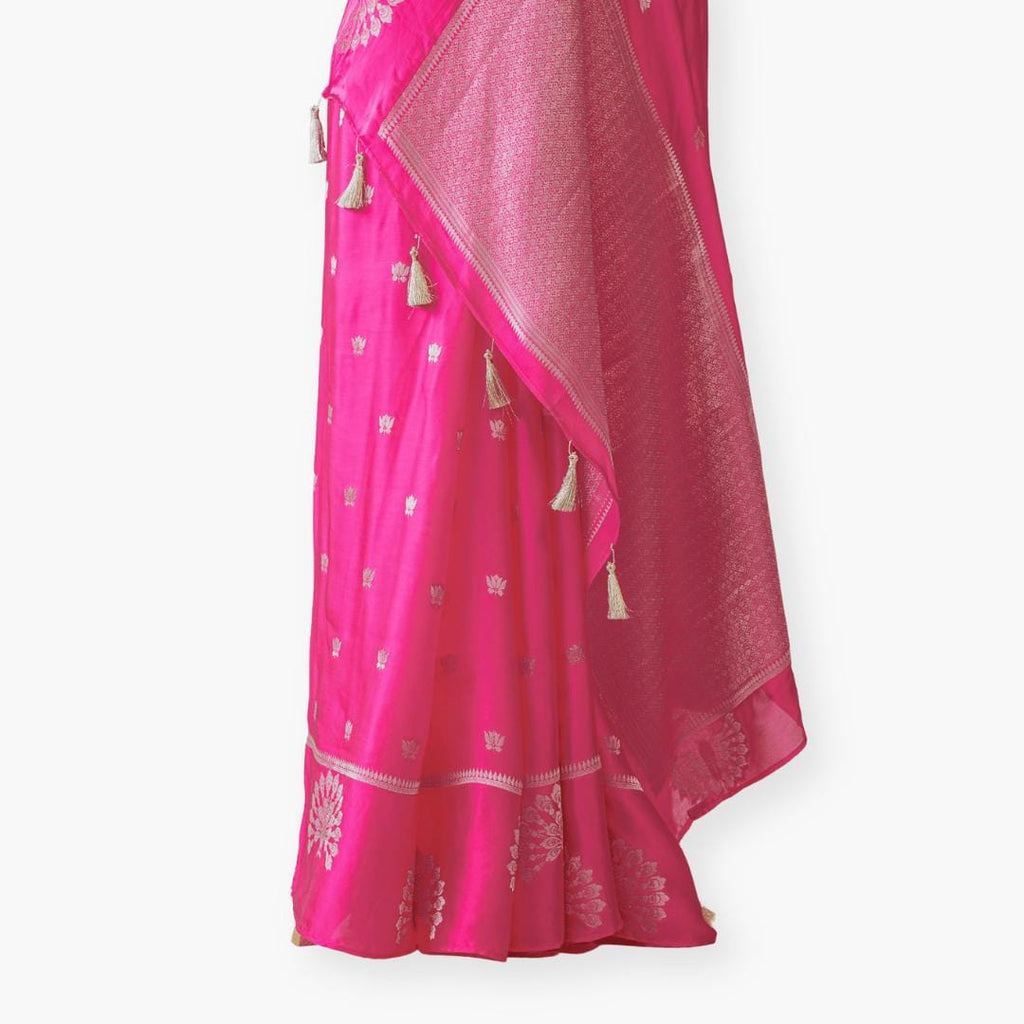 Heirlooms of Silk Saree Saree Rani Pink Satin Saree