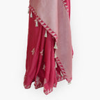 Heirlooms of Silk Saree Saree Rose Pink Heirlooms of Silk Sparrow Garden Woven Satin Saree With Unstitched Blouse Piece