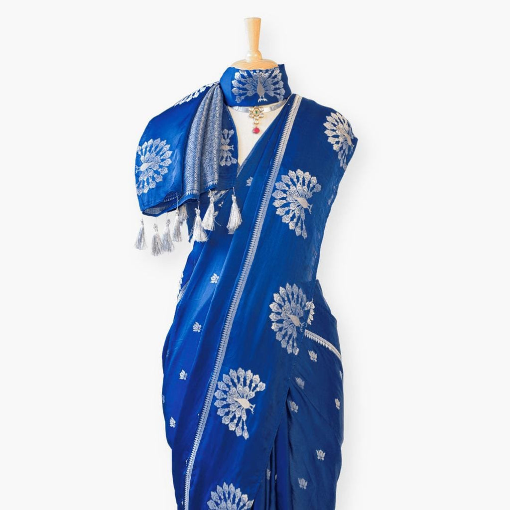 Heirlooms of Silk Saree Saree Royal Blue Satin Saree