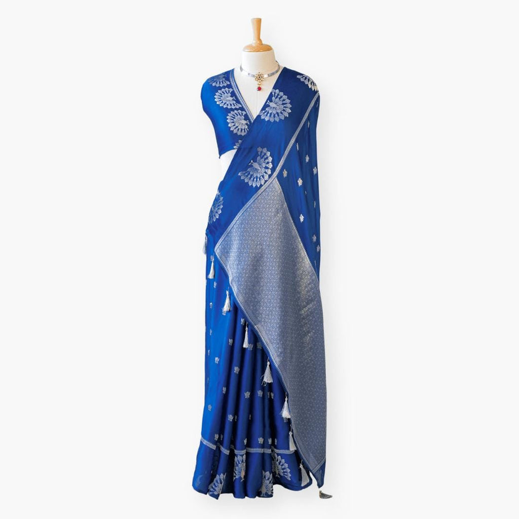 Heirlooms of Silk Saree Saree Royal Blue Satin Saree