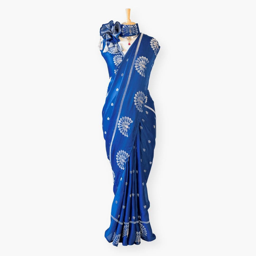Heirlooms of Silk Saree Saree Royal Blue Satin Saree