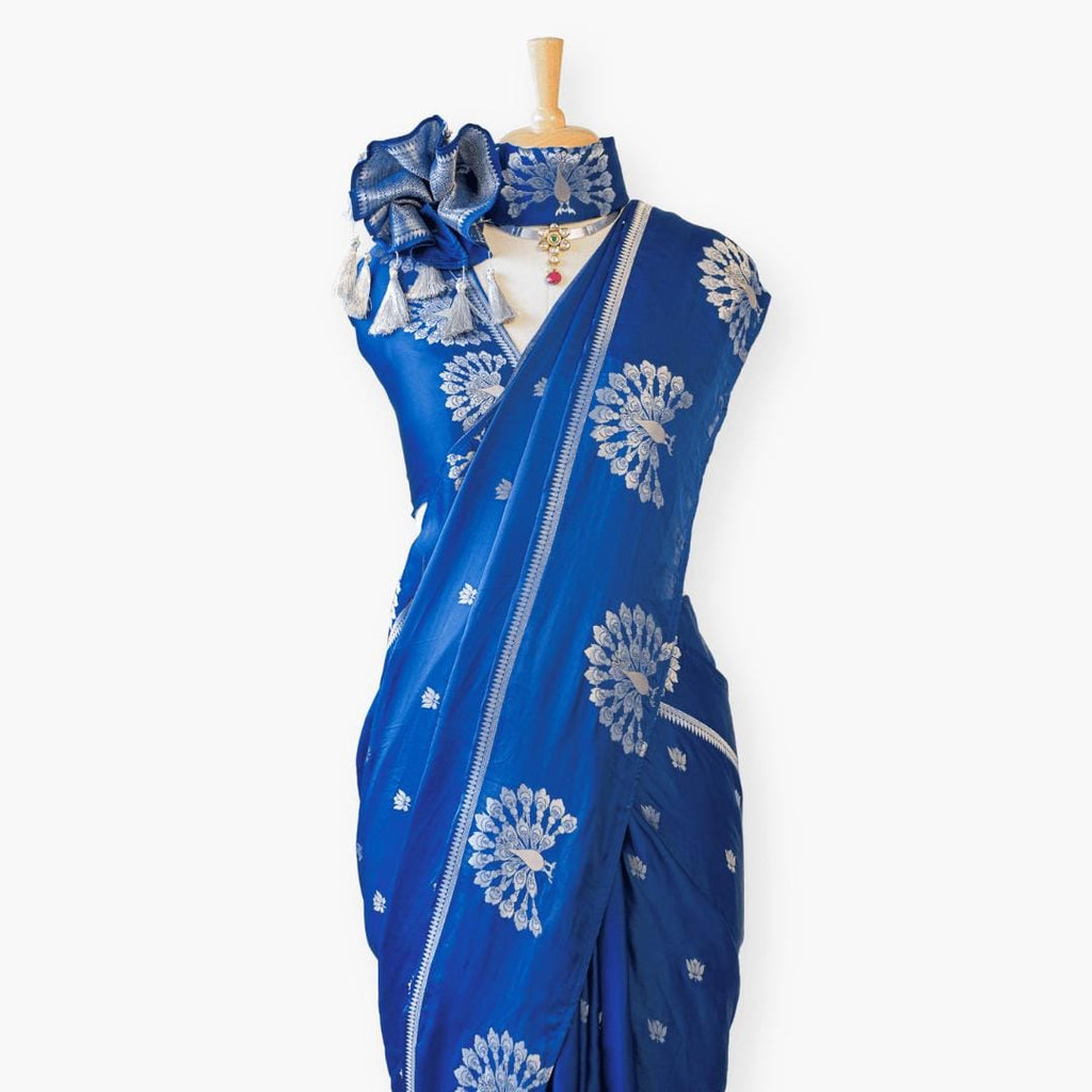 Heirlooms of Silk Saree Saree Royal Blue Satin Saree