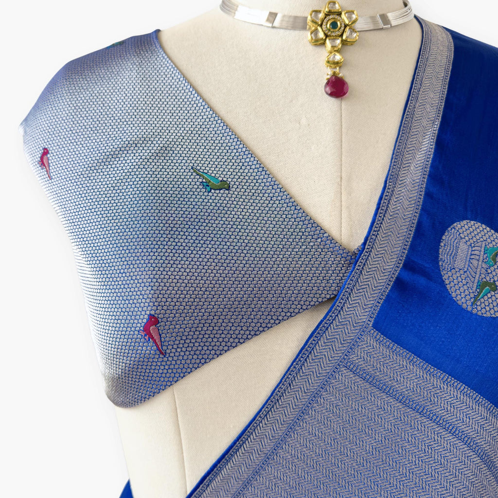Heirlooms of Silk Saree Saree Royal Blue Satin Saree