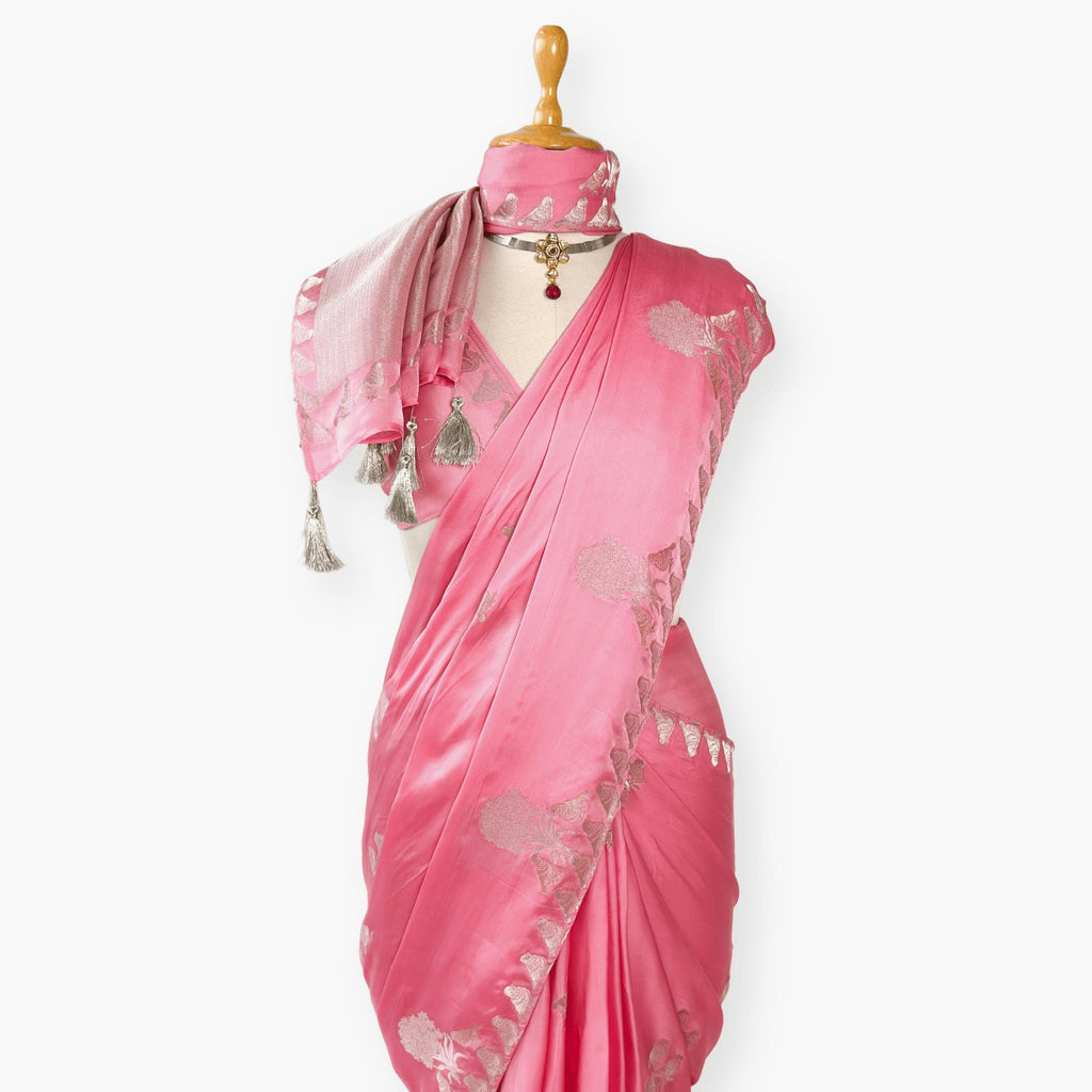 Heirlooms of Silk Saree Saree Soft Pink Satin Saree