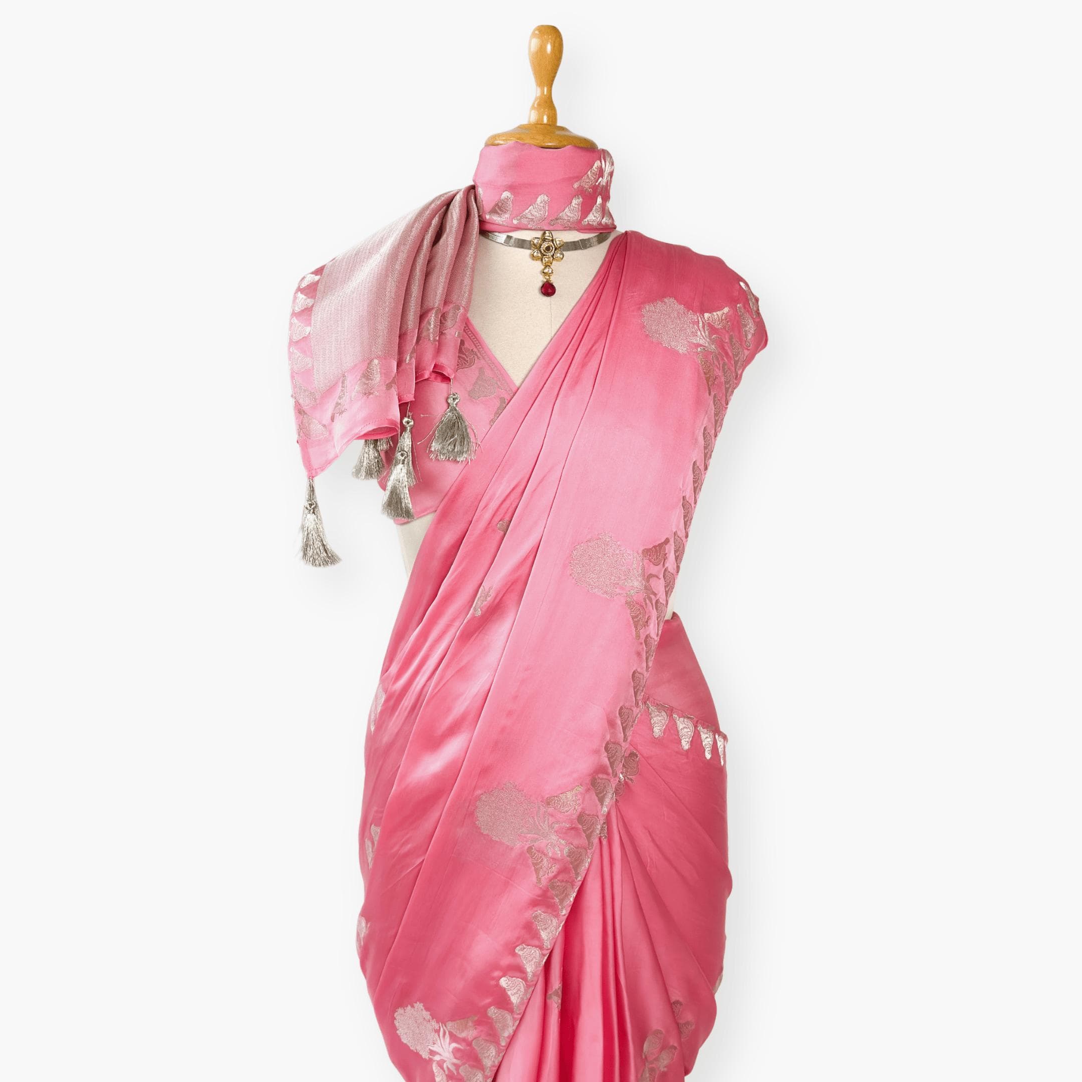 Heirlooms of Silk Saree Saree Soft Pink Satin Saree