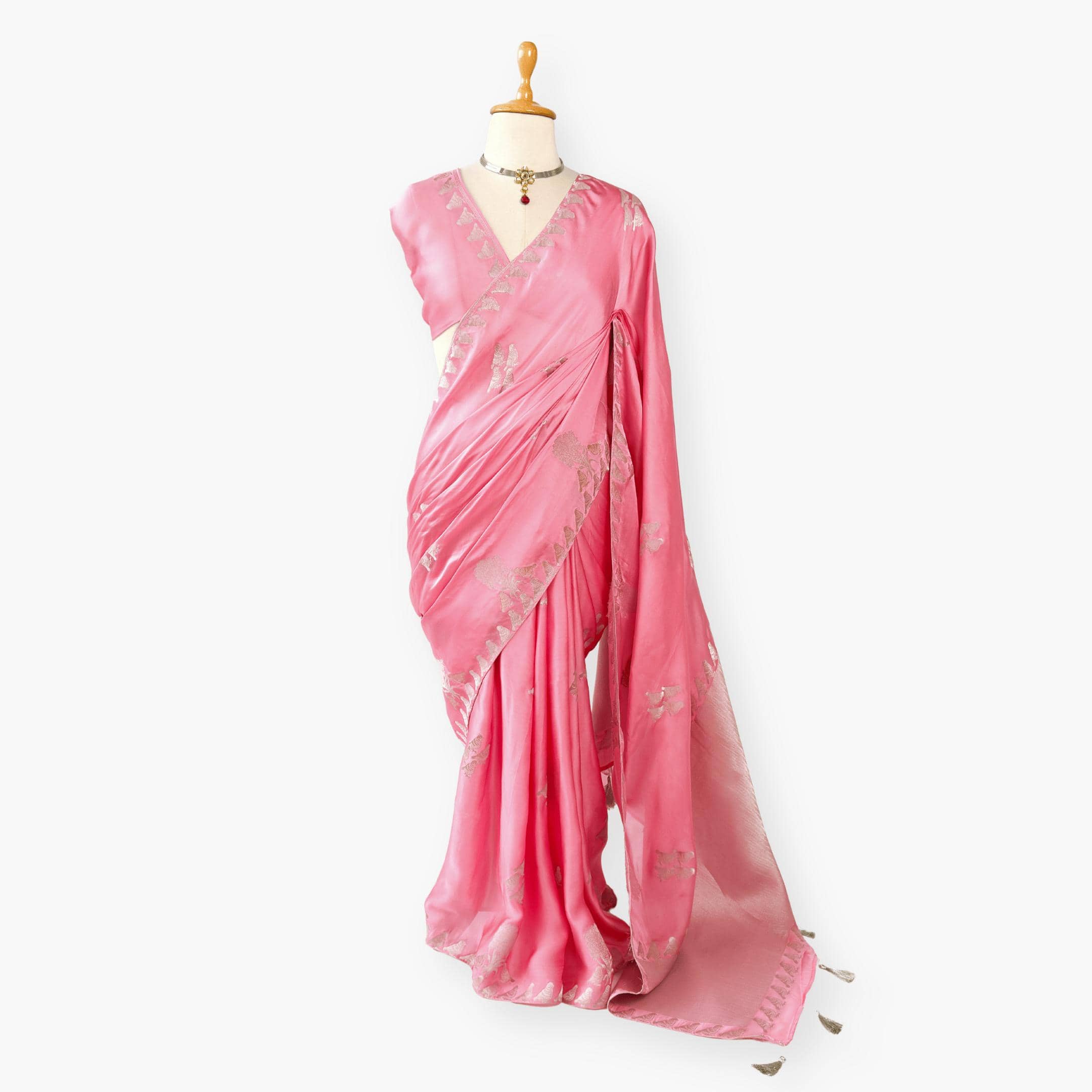 Heirlooms of Silk Saree Saree Soft Pink Satin Saree