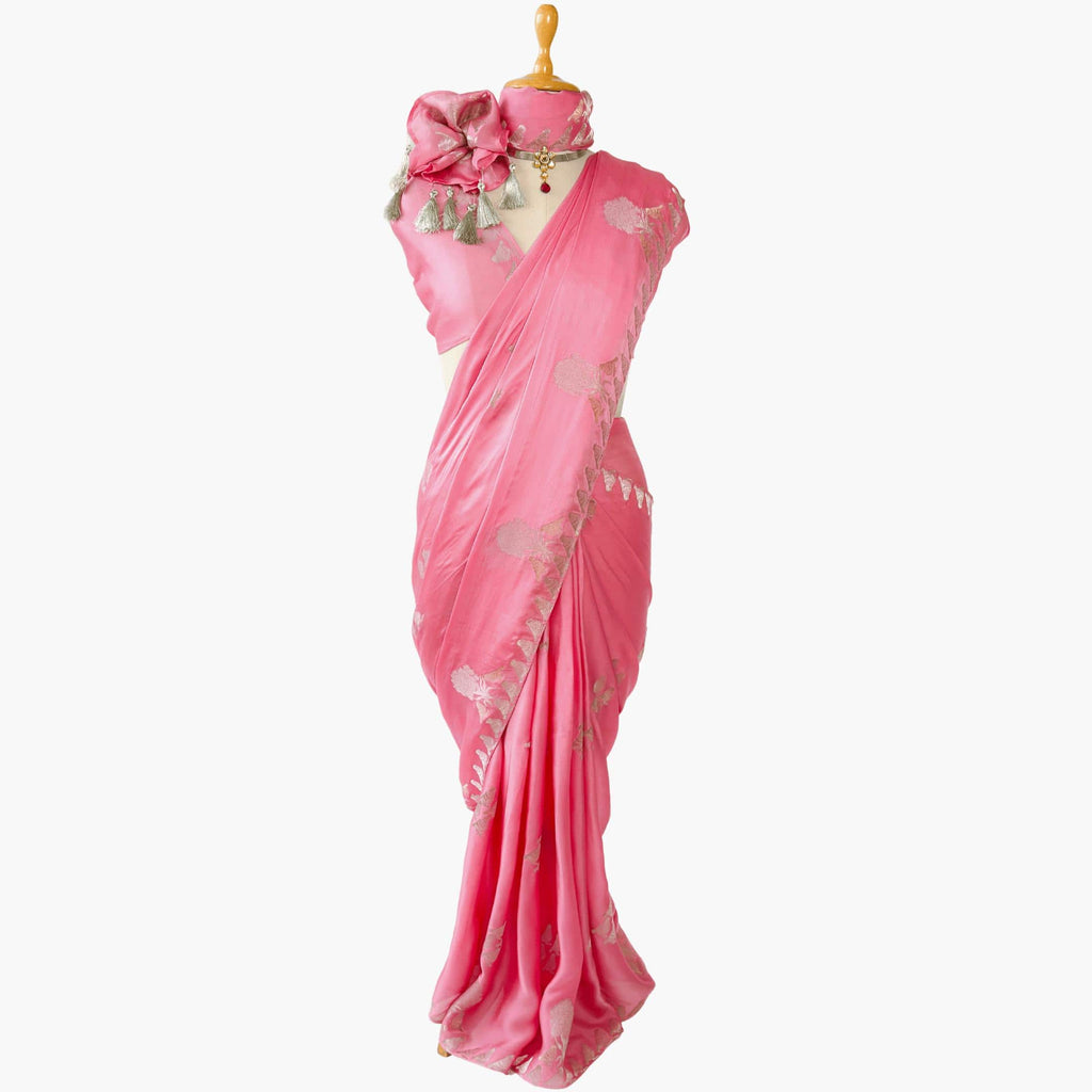 Heirlooms of Silk Saree Saree Soft Pink Satin Saree