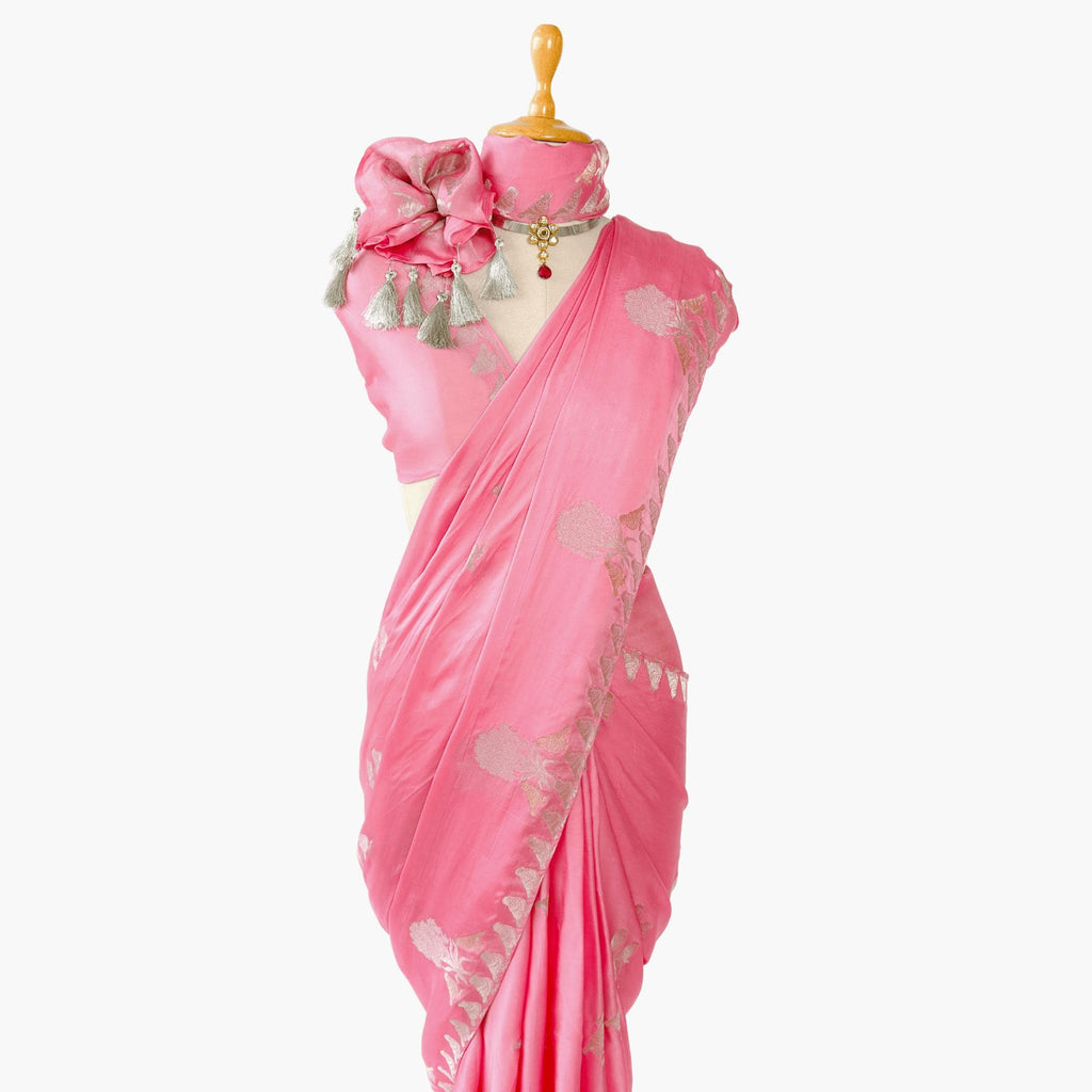 Heirlooms of Silk Saree Saree Soft Pink Satin Saree