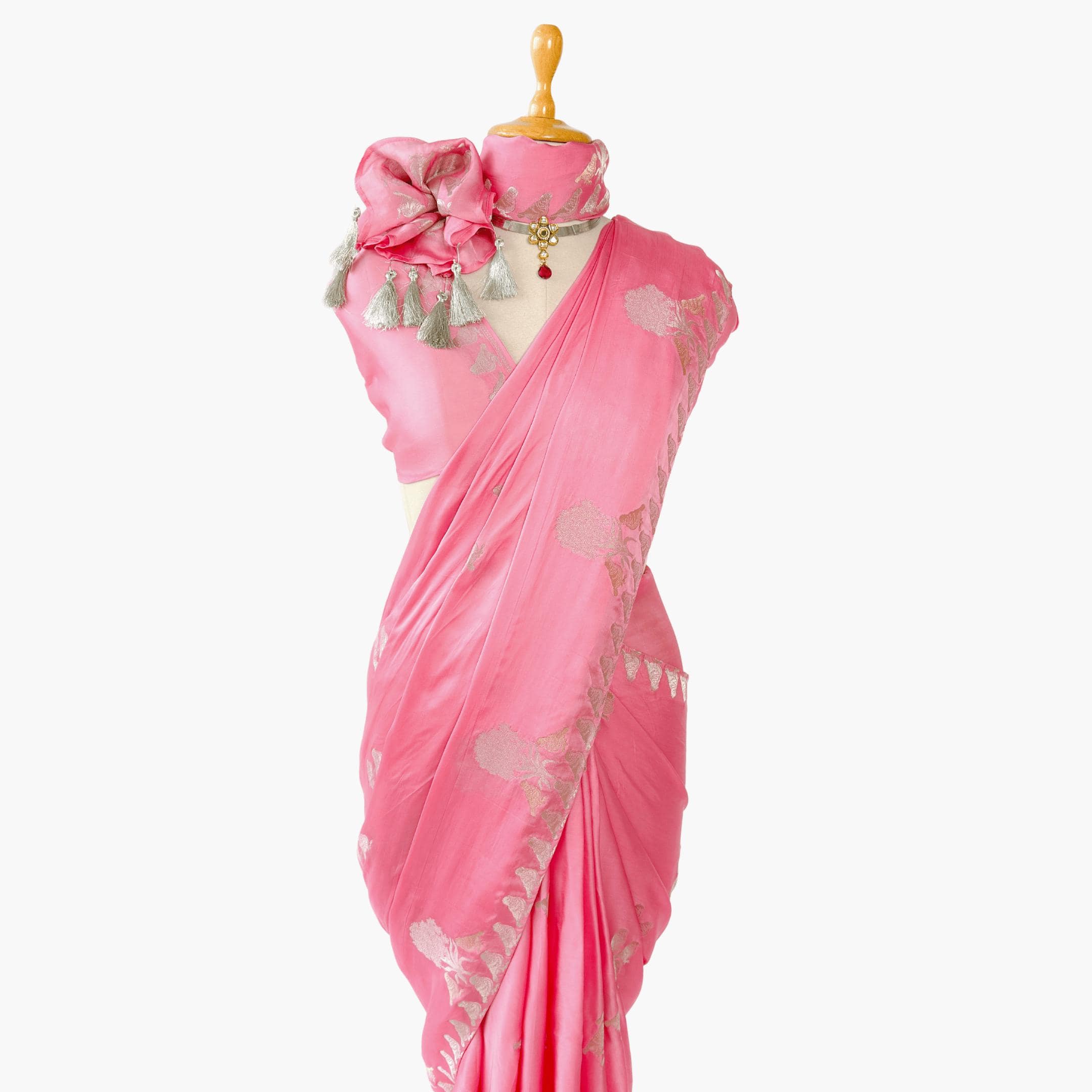 Heirlooms of Silk Saree Saree Soft Pink Satin Saree