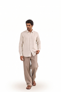 Natural White Cotton Linen Shirt Piece