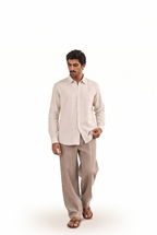 Natural White Cotton Linen Shirt Piece