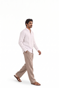 Snow White Cotton Linen Shirt Piece