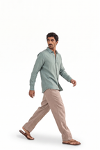 Aquamarine Pure Cotton Linen Shirt Piece