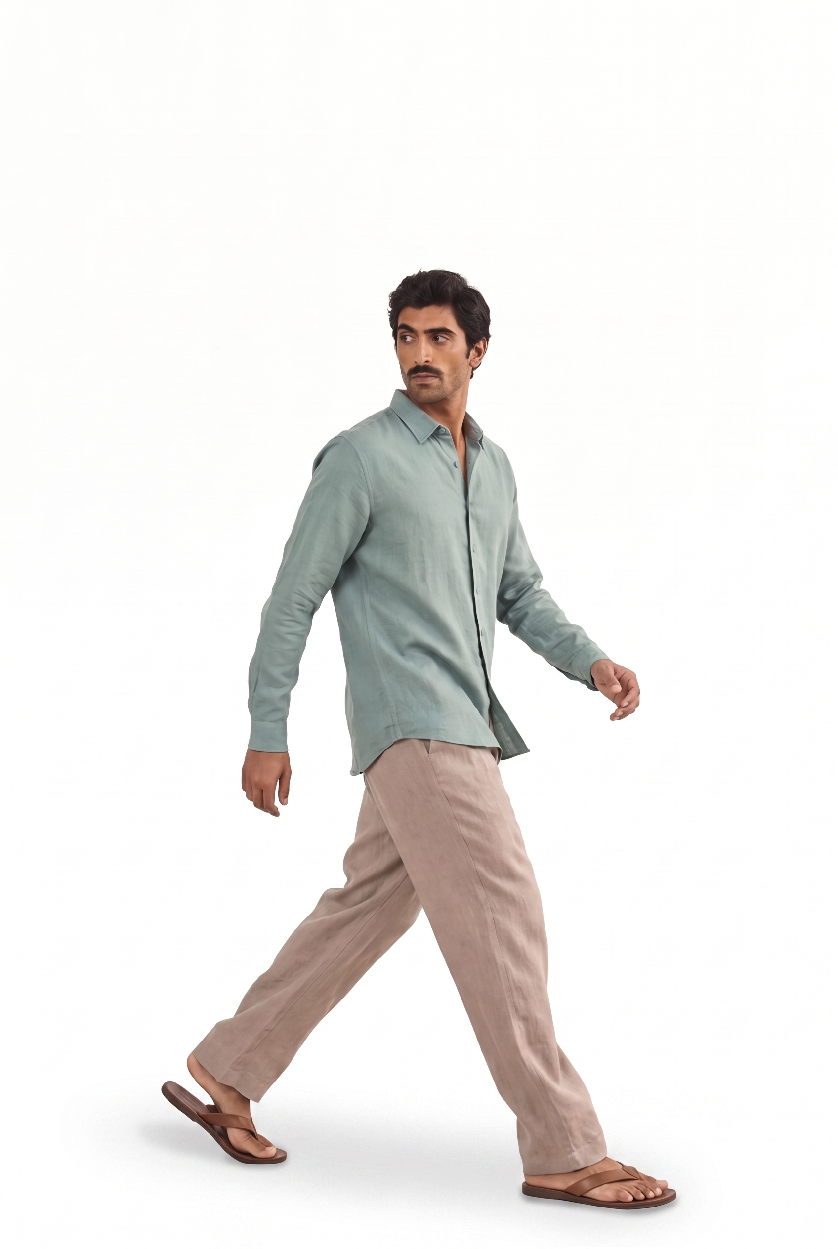 Aquamarine Pure Cotton Linen Shirt Piece