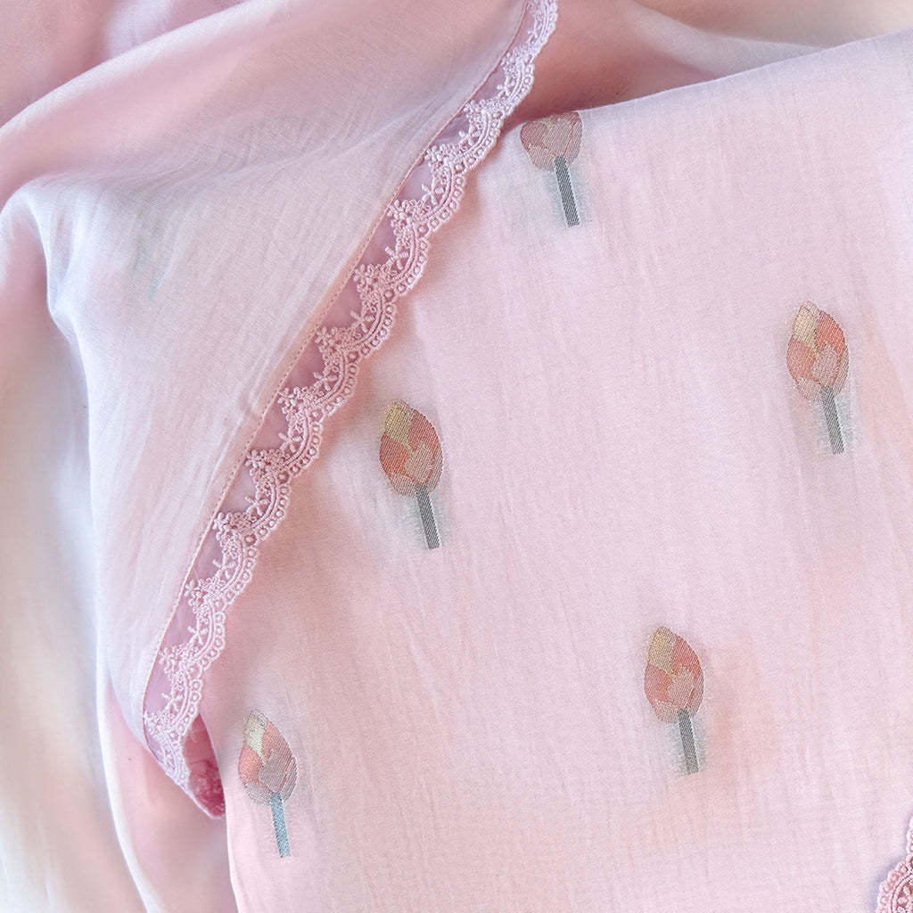 Lotus Jamdani Unstitched Suit Unstitched Suit Blush Pink Suit Set