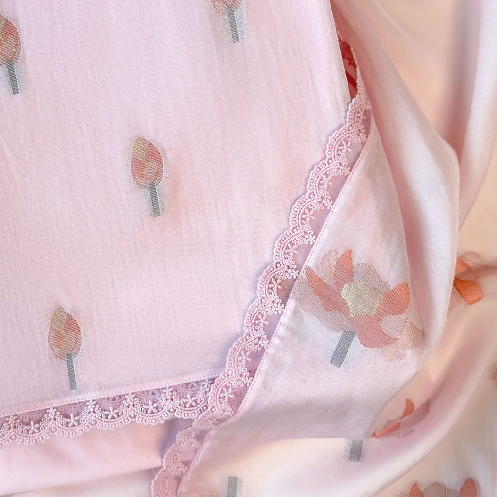 Lotus Jamdani Unstitched Suit Unstitched Suit Blush Pink Suit Set