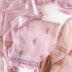 Lotus Jamdani Unstitched Suit Unstitched Suit Blush Pink Suit Set