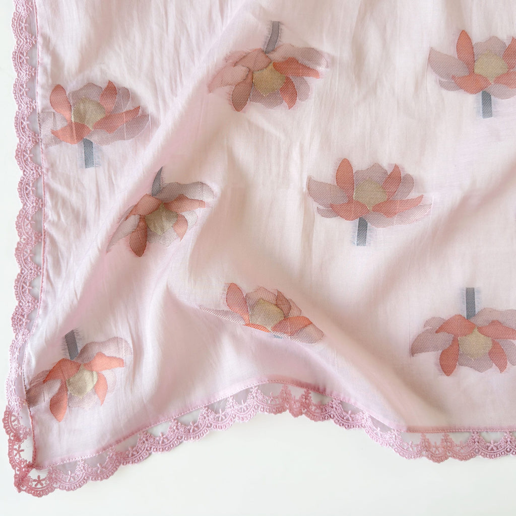 Lotus Jamdani Unstitched Suit Unstitched Suit Blush Pink Suit Set