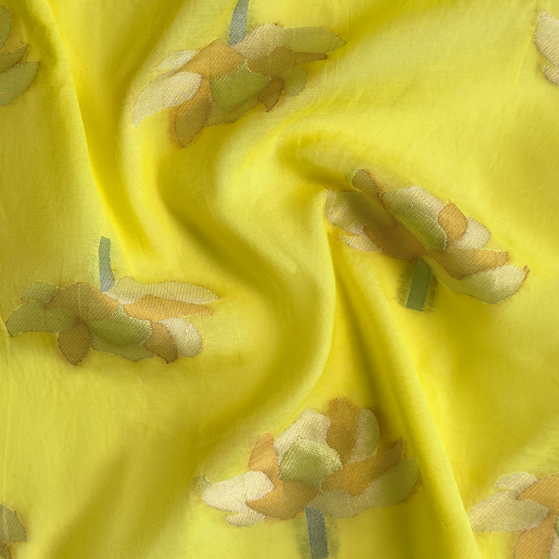 Lotus Jamdani Unstitched Suit Unstitched Suit Bright Yellow Suit Set